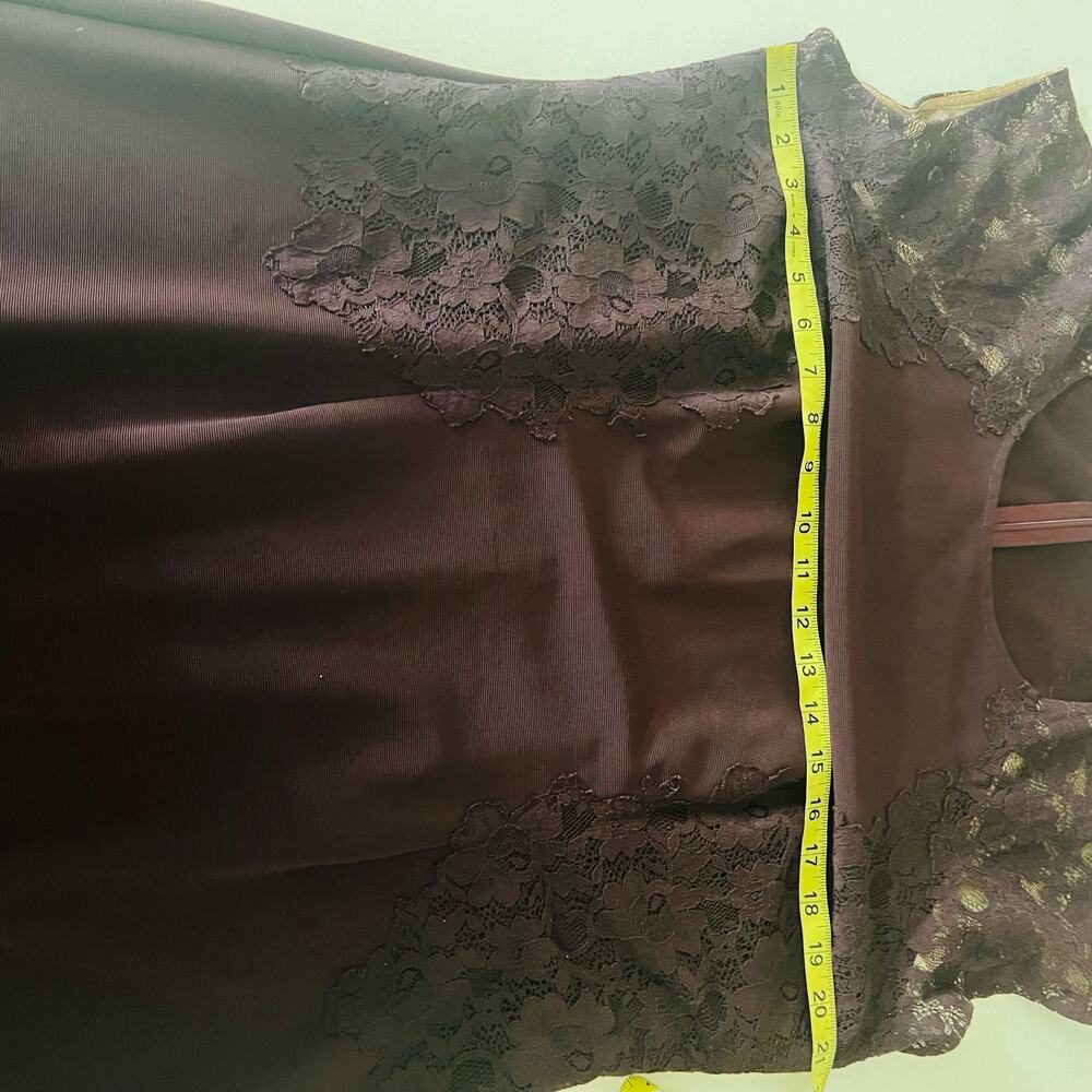 Adrianna Papell Lace Detail Cap Sleeve Sheath Dress Size 14W Burgundy - Picture 6 of 8